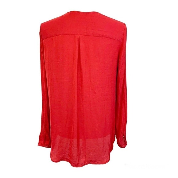 Ba&sh Foster Button Up Shirt Red Solid Front Pocket Womens Size 2 - Picture 3 of 4